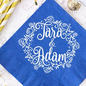 Lake Wedding Napkins, Fishing Theme, Fisherman Wedding, Fishing Wedding Favors for Guests, Hooked on Love, Personalized Napkins