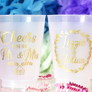 Personalized Plastic Cup, Wedding Party Cups, Frosted Cups, Frost Flex Cups, Printed Cups, Custom Wedding Cups, Monogram Cups, Plastic Cups image 5