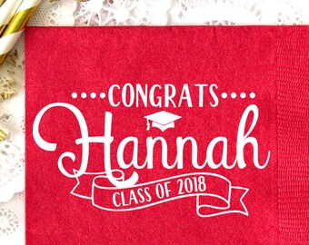 Graduation Party Napkins, Class of 2019 Decorations, High School Grad, College Graduate, Personalized Napkins, Beverage Napkins, Grad Decor