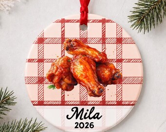Chicken Wing Christmas Ornament, Personalized Buffalo Wings Gift for Game Day