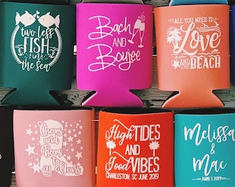 Wedding Can Coolers, Wedding Favors for Guests, Custom Can Coolers, Bachelorette Party, Beach Wedding, Personalized Reception Favors