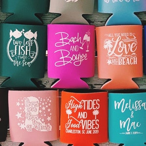 Wedding Can Coolers, Wedding Favors for Guests, Custom Can Coolers, Bachelorette Party, Beach Wedding, Personalized Reception Favors