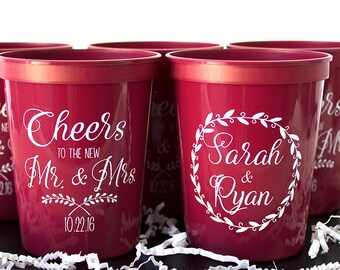 Custom Cup, Personalized Wedding Cup, Personalized Favors, Party Cup, Custom Stadium Cup, Plastic Cup, Fall Wedding, Table Decor, Customized