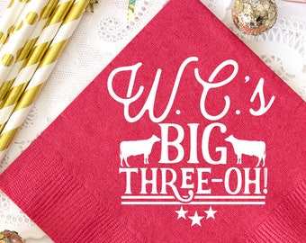 Custom Party Napkins, Beverage Napkins, Birthday for Him, BBQ Party Napkins, Summer BBQ, Pig Roast, Birthday Napkins, Personalized Napkins