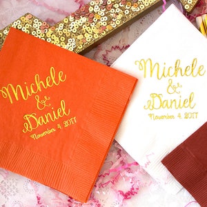 Bridal Shower Napkin, Personalized Napkin, Custom Napkin, Wedding Napkin, Beverage Napkin, Wedding Decor,  Cocktail Napkins, Foil Napkins