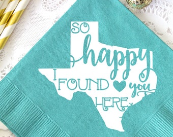 Texas Wedding Napkins - Custom Color Napkin - Cocktail Napkin - Paper Napkin - Texas Wedding Decor - Engagement Party Decor - Wedding Napkin