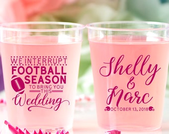 We Interrupt Football Season to Bring You This Wedding Shot Glasses Sports Wedding Favors for Guests Plastic Shot Glasses Custom Shot Glass