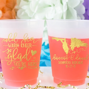 Custom Wedding Cups, Personalized Plastic Cup, Wedding Party Cups, Frosted Cups, Frost Flex Cups, Printed Cups, Destination Wedding