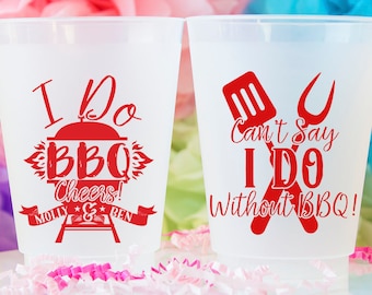 I Do BBQ, Party Cup, BBQ Shower, Pig Roast, Personalized Cups, Frosted Party Cups, Custom Cups, Wedding Favors, Wedding Decor, Printed