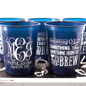 Something Old Something New Cups, Custom Cup, Monogram Cups, Wedding Favor Cup, Personalized Plastic Cup, Reception Cup, Wedding Favor Cup