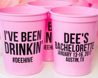 Bachelorette Party Favor, Custom Party Cups, Bridal Party, Plastic Stadium Cup, Personalized Cups, Bar Crawl, Birthday Party Cups, Hen Party