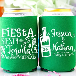 Mexico Wedding Favor for Guests, Destination Wedding, Fiesta Wedding, Personalized Can Coolers, Beach Party, Custom Drink Holder, Can Sleeve