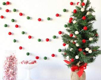 christmas garland pom pom garland felt banner felt garland mantle decor xmas tree decor rustic tree trim wall hanging party decor - Felt Christmas Garland christmas garland pom pom garland felt banner felt garland mantle decor xmas tree decor rustic tree trim wall hanging party decor - Felt Christmas Garland