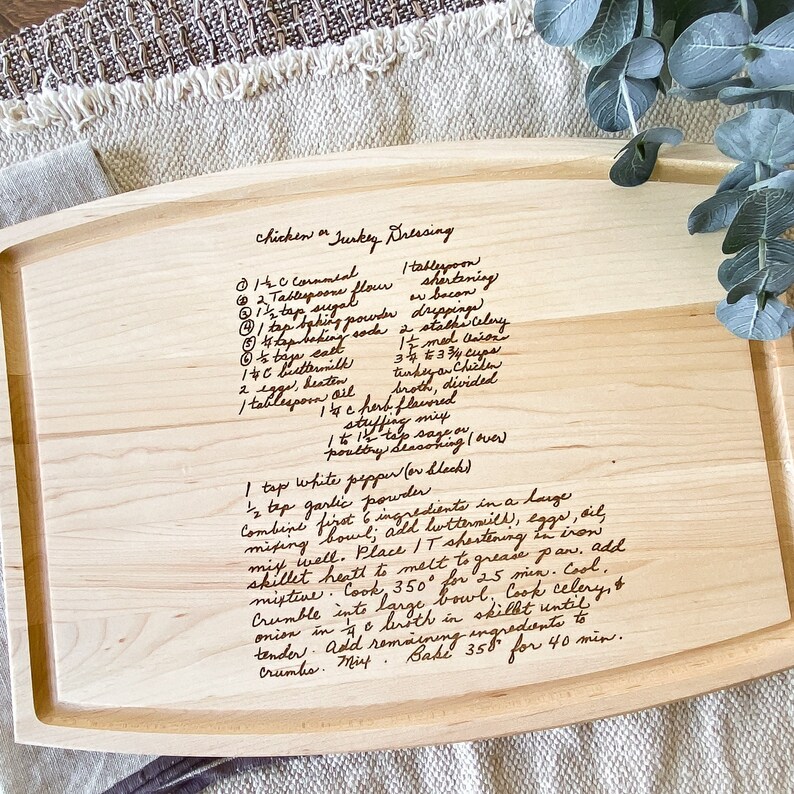 Handwritten Recipe Engraved Cutting Board Christmas Gift for Etsy