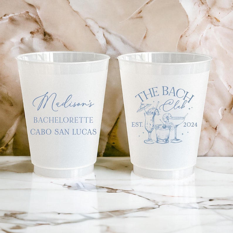 Custom Bachelorette Party Frosted Cups, Personalized Bachelorette Cups, Bachelorette Party Favors, Custom Bach Party Cups, Bride Tribe Cups image 1