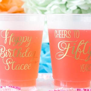 50th Birthday Cup, 50th Birthday Party, Cheers to 50 Years, Frosted Cups, Personalized Cups, Custom Cups, Birthday Decor, Happy Birthday image 8