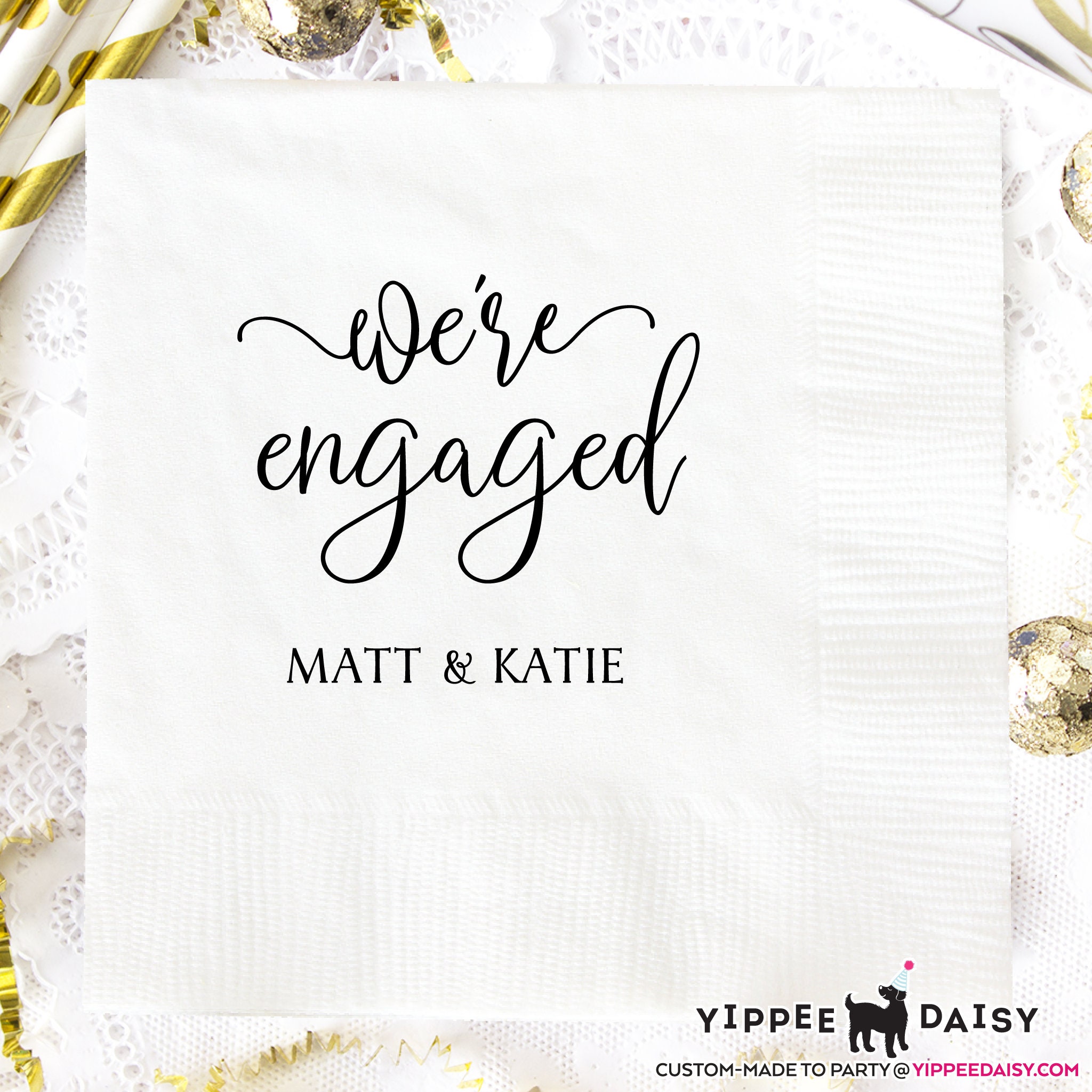 Personalized Napkins Engagement Party Napkins Custom Bar Etsy
