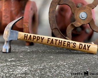 Happy Father's Day Hammer Engraved Hammer Gift for Dad Custom Personalized Tools Wood Hammer Grandpa Stepdad Daddy Best Dad Godparent