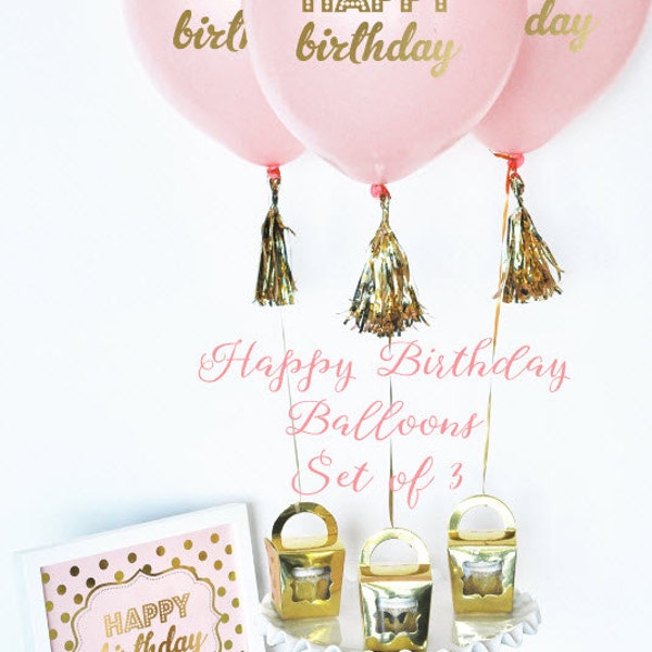 Pink Balloons, Pink Happy Birthday Balloons, First Birthday Balloons, Pink & Gold First Birthday Decorations, Pink Balloon Photo Prop