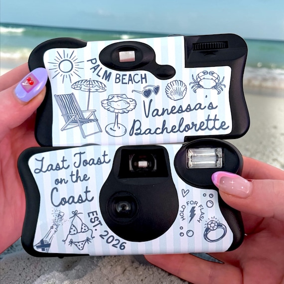 Last Toast on the Coast Bachelorette - Custom Disposable Camera Wrap - Disposable Camera Cover for Bachelorette - Coastal Beach Bach Party