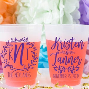 Wedding Cups, Frost Flex Cups, Personalized Cups, Shatterproof Cups, Frosted Cups, Monogram Cups, Party Cup, Custom Frosted Cup, Printed Cup