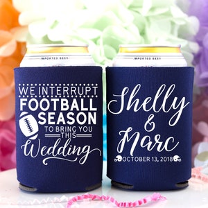 Custom Can Coolers Football Wedding Sports Wedding Tailgate Wedding Football Favors Wedding Giveaway Drink Holder Beer Can Holder image 8