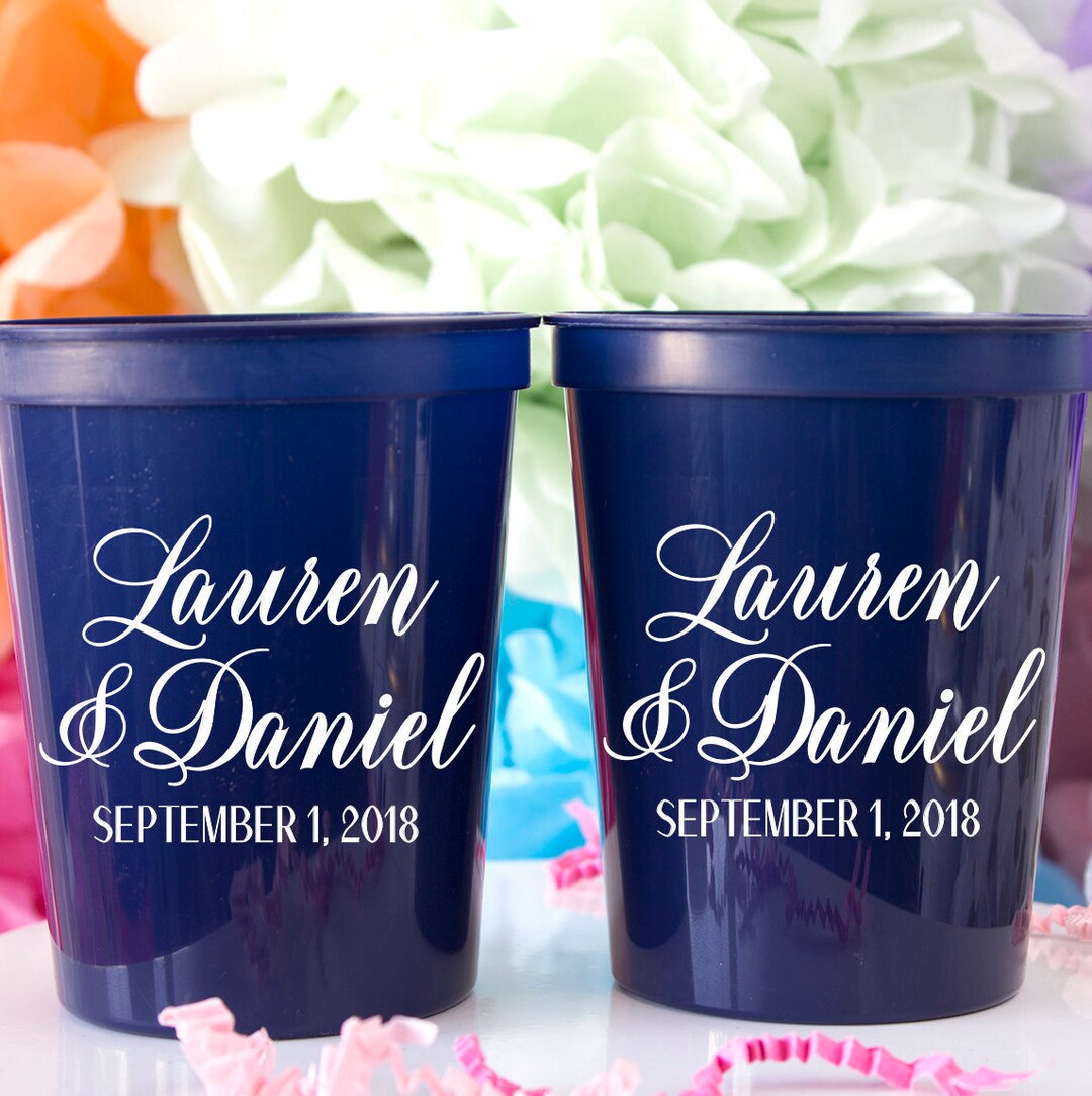 Personalized Wedding Cups Plastic Cups Monogram Cups for Etsy