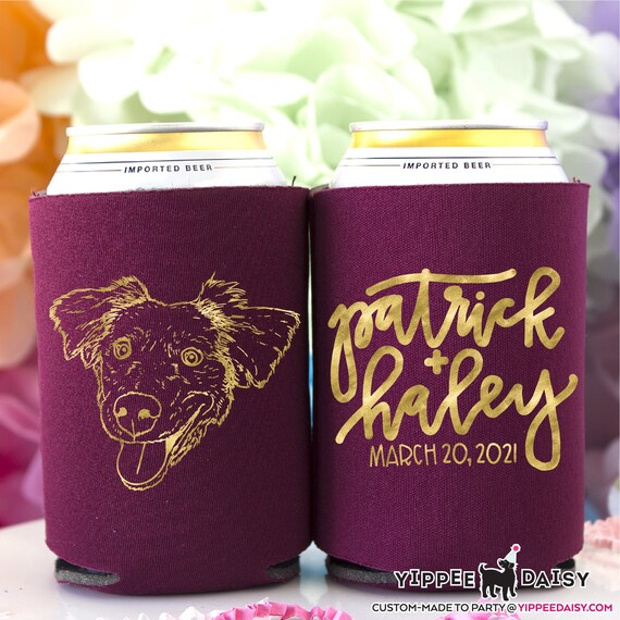 Personalized Can Coolers Pet Wedding Can Coolers Custom Dog Etsy
