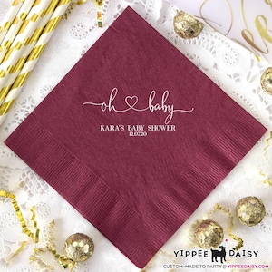 Personalized Baby Shower Napkins, Oh Baby Napkins, Gender Reveal Party Napkins, Neutral Baby Shower, Custom Cocktail Napkins, Party Napkins