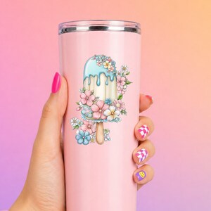 Wildflower Ice Pop UV DTF Decal Garden Frozen Treat Sticker Cup Decal Tumbler Sticker Laptop Sticker Dessert Gift afbeelding 11