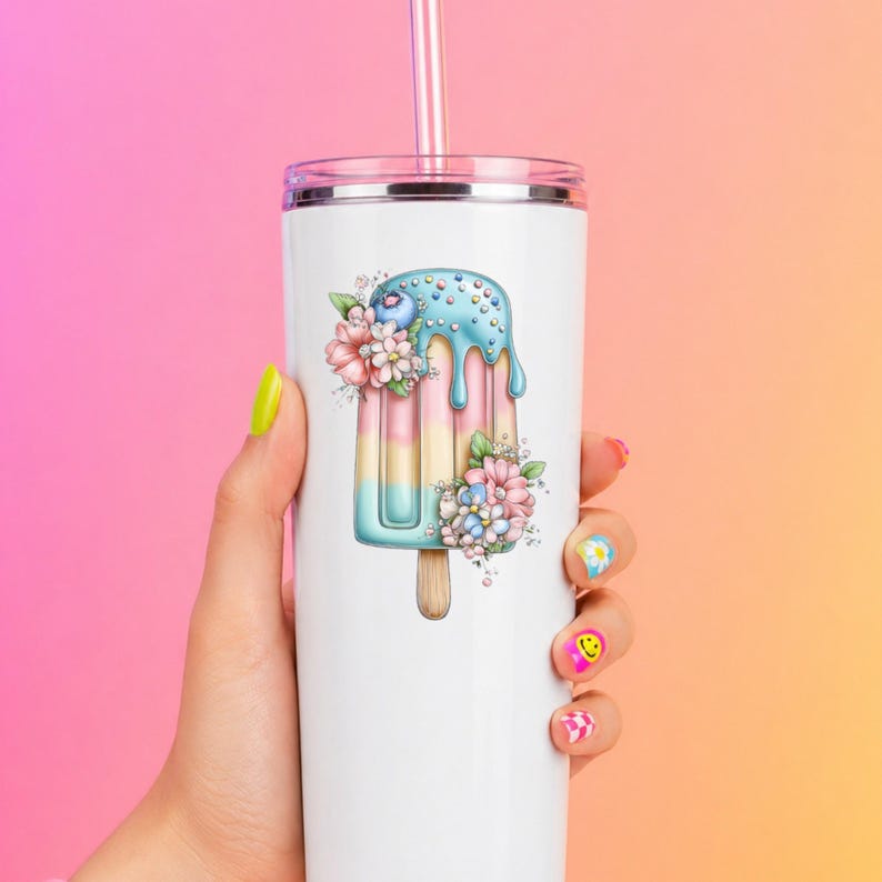 Blueberry Ice Pop UV DTF Decal Cottage Frozen Treat Sticker Cup Decal Glass Decal Tumbler Sticker Dessert Gift image 6