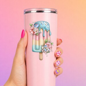 Blueberry Ice Pop UV DTF Decal Cottage Frozen Treat Sticker Cup Decal Glass Decal Tumbler Sticker Dessert Gift image 11