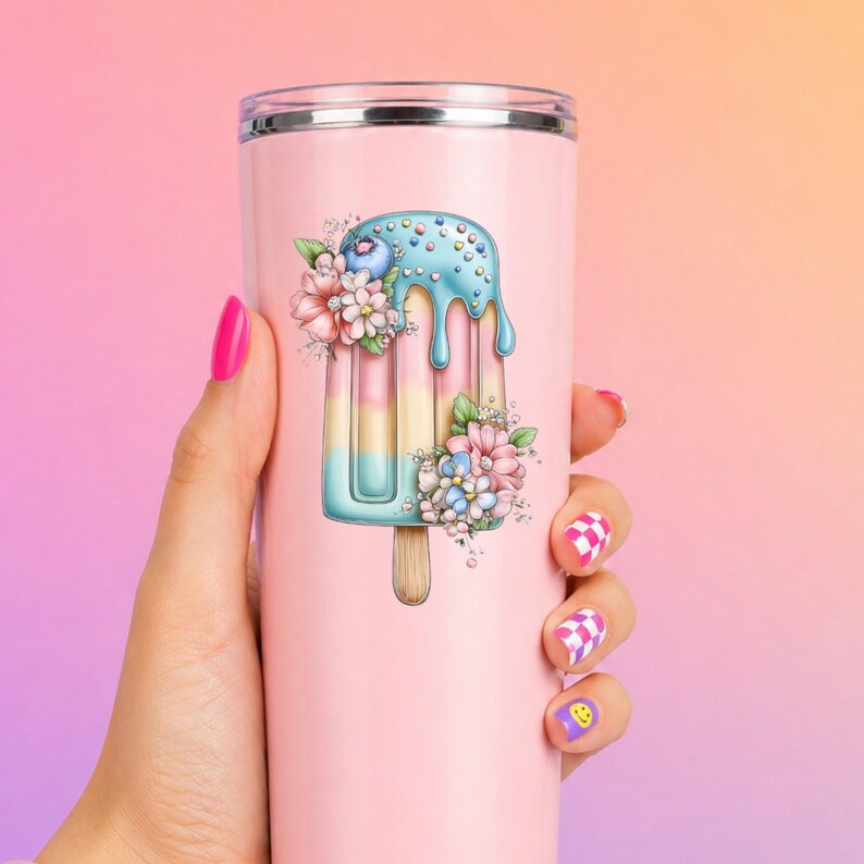 Blueberry Ice Pop UV DTF Decal Cottage Frozen Treat Sticker Cup Decal Glass Decal Tumbler Sticker Dessert Gift image 11