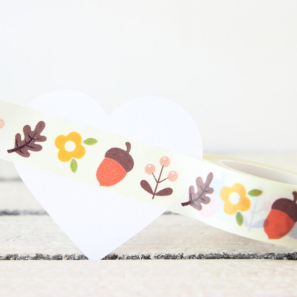 Acorn Washi Tape, Fall Washi Tape, Autumn Planner Tape, Planner Sticker, Decorative Tape, Planner Accessories, Embellishment, Packaging