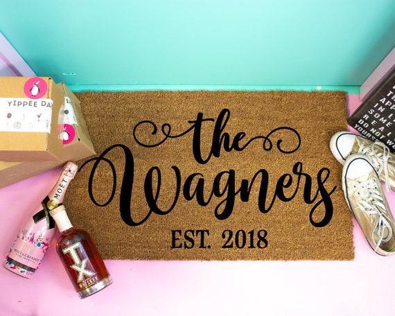 Personalized Doormat Welcome Doormat Custom Doormat Monogrammed Door Mat Front Door Mat Wedding Gift For Couple New Home Gift Last Name