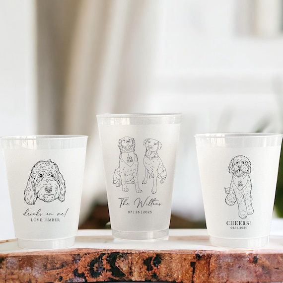Custom Dog Cups for Wedding - Pet Wedding Cups - Pet Wedding Favors - Personalized Shatterproof Cups - Animal Wedding - Custom Frosted Cups