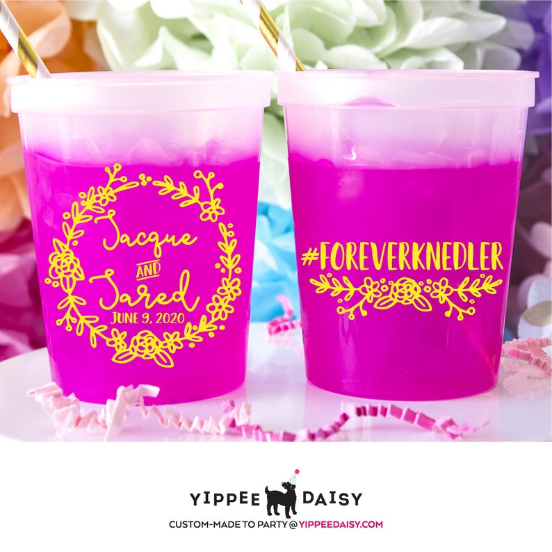 Printed Cups Party Cups Plastic Cups Personalized Color Changing Cups Wedding Favors For Guest, Custom Wedding Cups Custom Mood Cups
