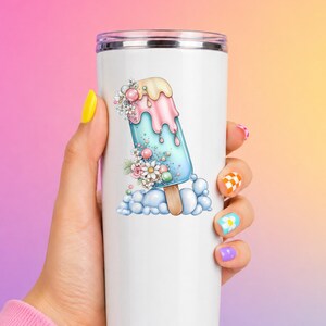 Bubble Ice Pop UV DTF Decal Daisy Frozen Treat Sticker Cup Decal Glass Decal Tumbler Sticker Sweet Treat Gift Bild 8