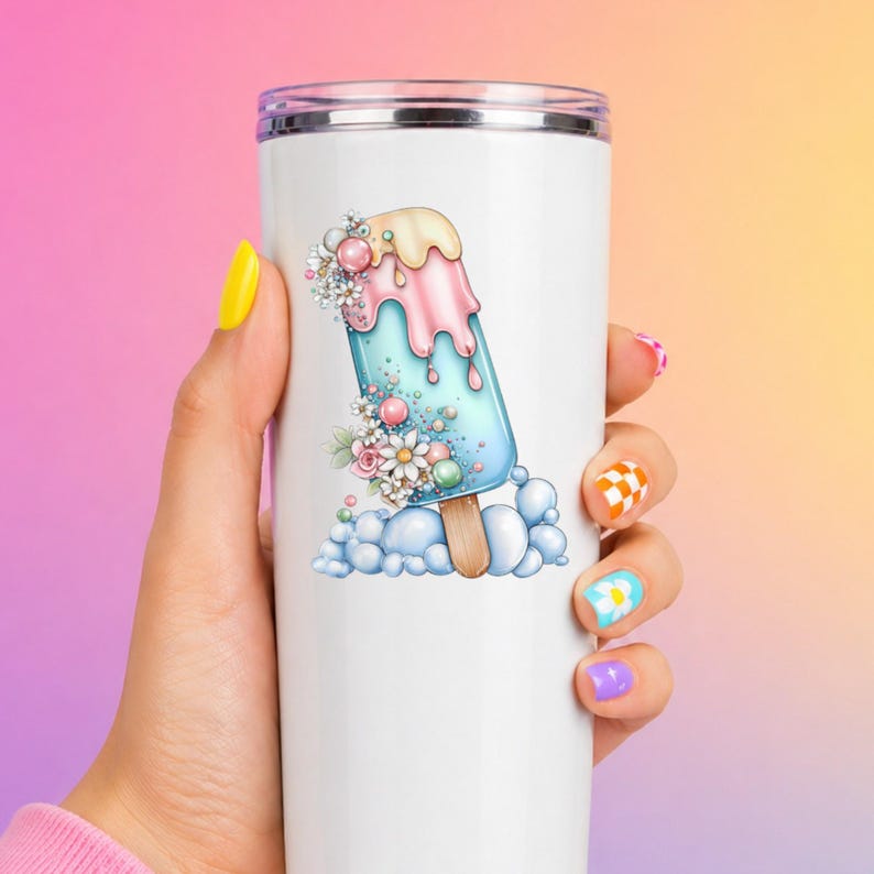 Bubble Ice Pop UV DTF Decal Daisy Frozen Treat Sticker Cup Decal Glass Decal Tumbler Sticker Sweet Treat Gift Bild 8