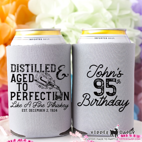 Personalized Cheers and Beers Birthday Koozies or Neoprene Can Coolers