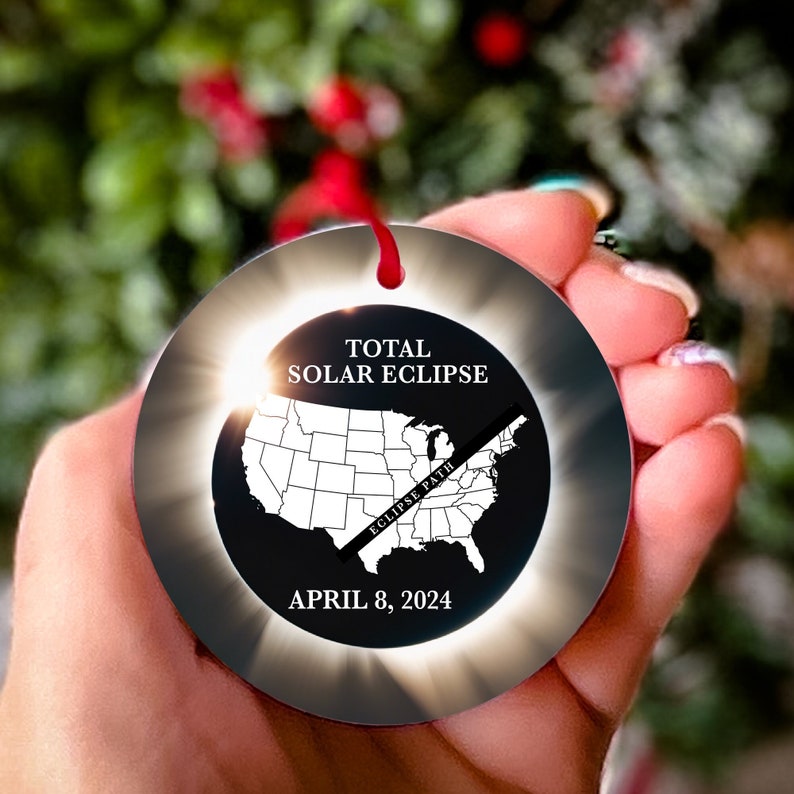 Solar Eclipse Ornament 2024, 2024 Total Solar Eclipse Ornament, Solar Eclipse Party Supplies, Solar Eclipse Keepsake, Eclipse Decorations 画像 1