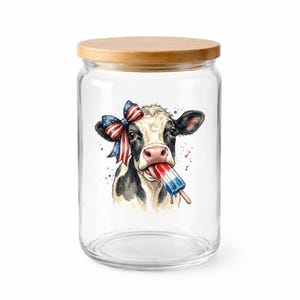 Funny Patriotic Cow Decal Ice Pop Frozen Treat Western Fourth Of July Tumbler Sticker Cup Decal Glass Decal UV DTF Clear Background image 3
