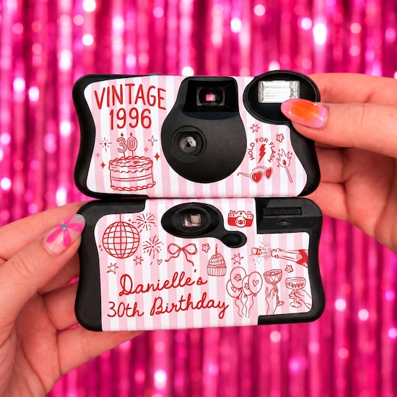 Custom Disposable Camera Wrap for Birthday Party - Camera Sleeve for Birthday - Vintage 1996, 30th Birthday Decor
