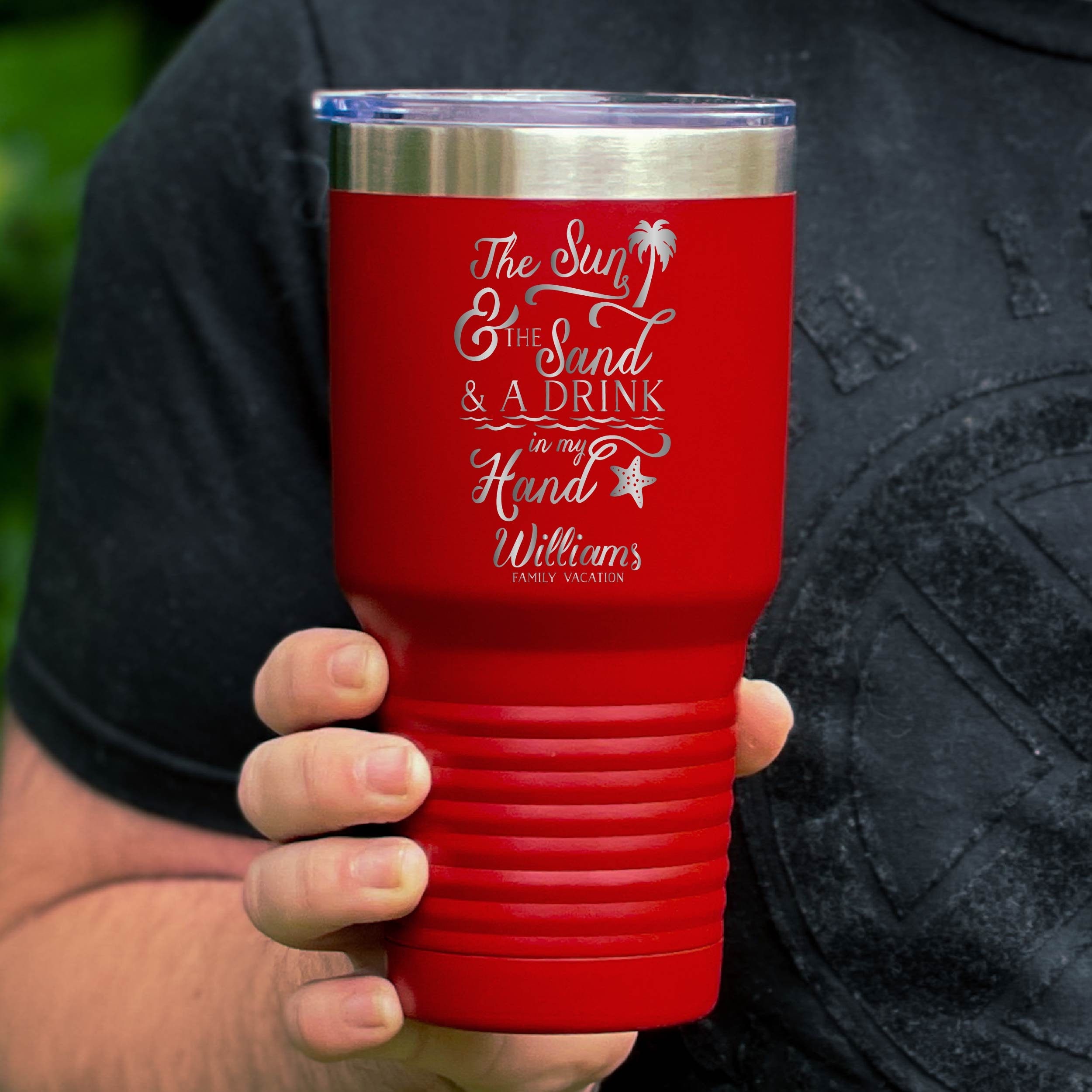 Sun Sand And Drink In My Hand - Engraved Stainless Steel Tumbler, Stainless  Cup, Vacation Tumbler