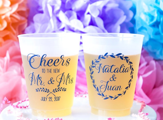 Personalized Frosted Cups, Wedding Cups, Shatterproof Cups, Monogrammed Cups, Party Cups, Wedding Favors, Wedding Table, Custom Cups