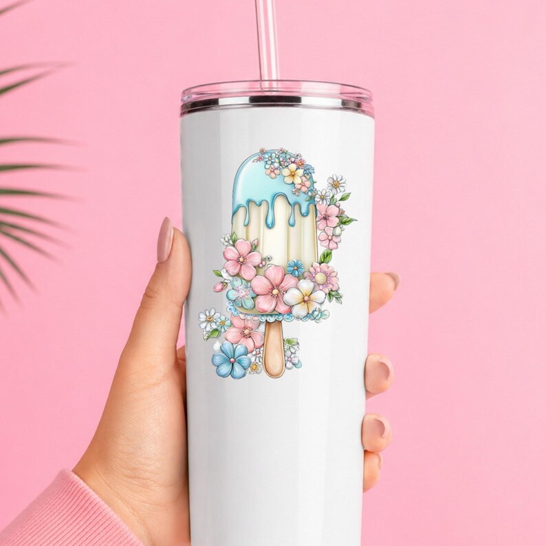 Wildflower Ice Pop UV DTF Decal Garden Frozen Treat Sticker Cup Decal Tumbler Sticker Laptop Sticker Dessert Gift afbeelding 7
