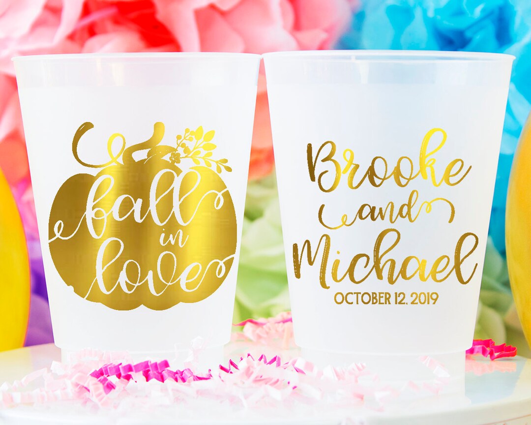 Fall in Love Personalized Plastic Cups Wedding Party Cups Custom