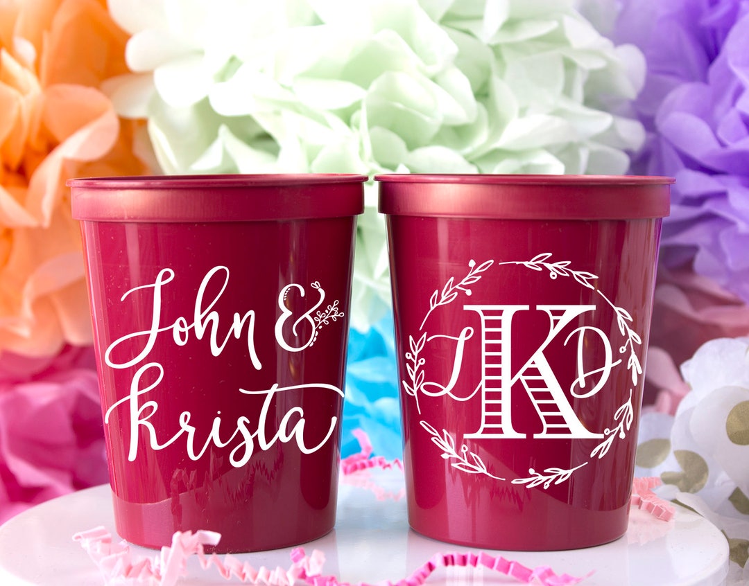 Wedding Cups, Personalized Cups, Custom Cups, Party Cups, Wedding Favors, Plastic Cups, Stadium