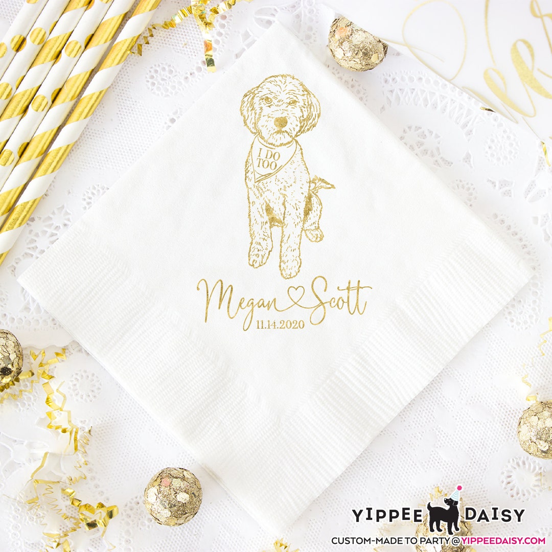 Custom Dog Wedding Napkins Goldendoodle Labradoodle Poodle Personalized