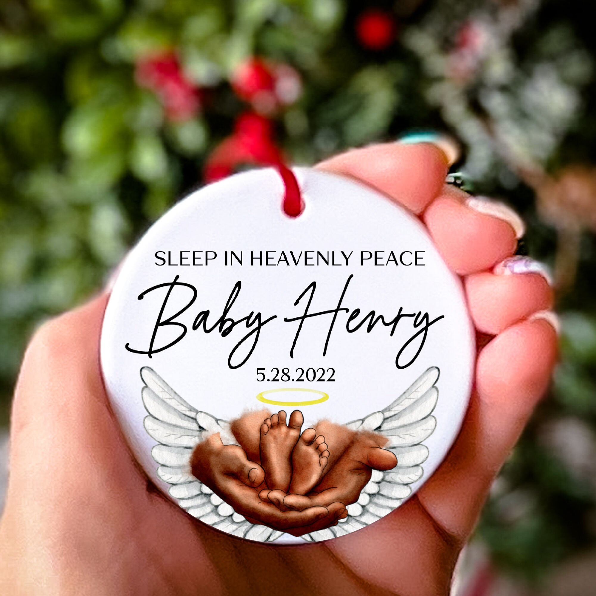 Sleep In Heavenly Peace Holy Family Christmas Ornaments - Set Of 6 Heart Shaped Decoupage